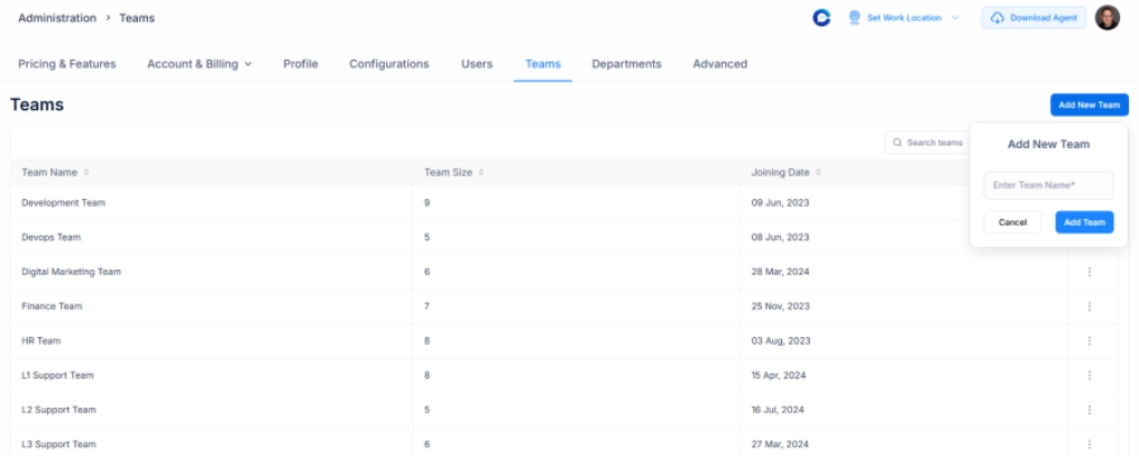 assign team dashboard